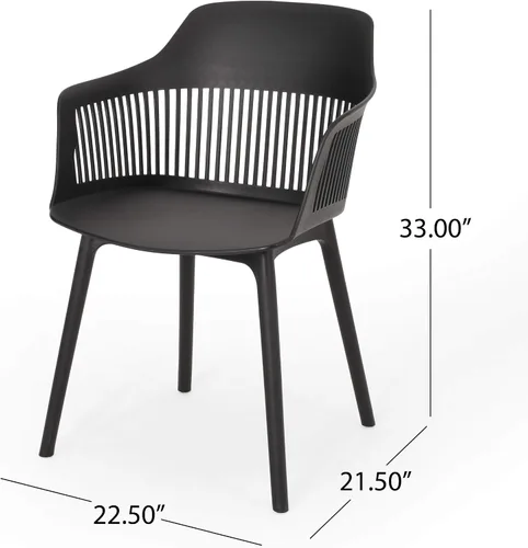 Miniatura 3 de Christopher Knight Home Silla de comedor al aire libre Ladonna de polipropileno (juego de 2), color negro