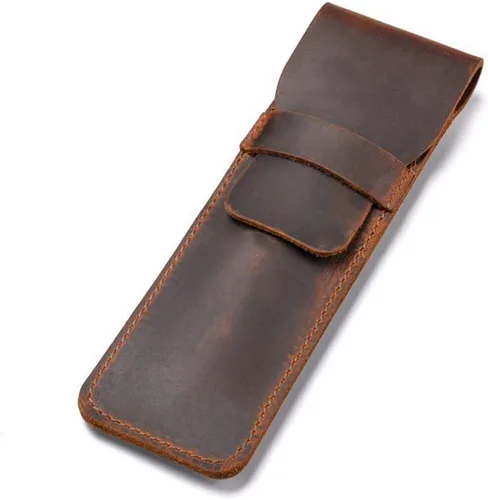 Miniatura 10 de Daimay Funda de cuero para bolígrafos Funda protectora de pluma de cuero para pluma de cuero de caballo loco Funda protectora - Negro