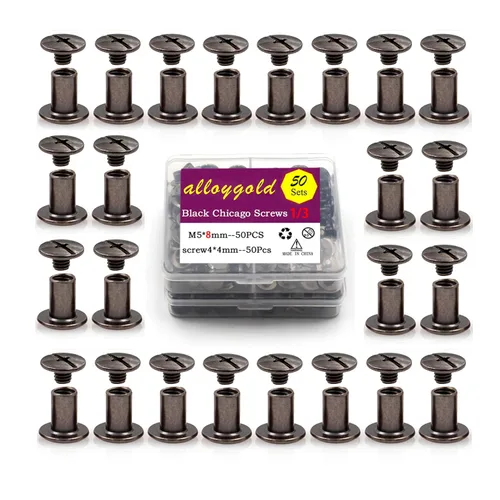 Miniatura 11 de 50 Juegos M5*6 Negro Pistola Kit de Tornillos Chicago Remaches de Cuero Tornillos Remaches Chicago Botones de Tornillos DIY Acabado de Cuero