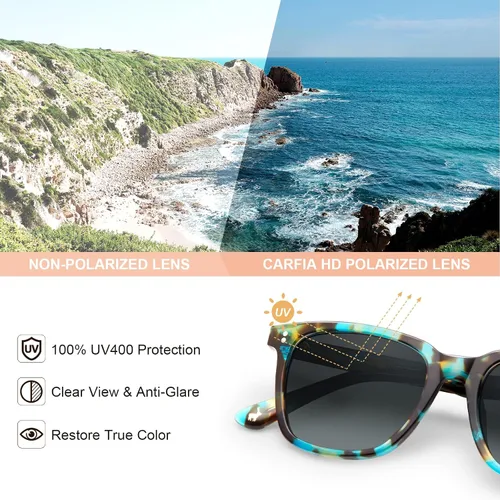 Miniatura 86 de Carfia Chic - Lentes de sol polarizados para mujer, protección UV400, marco de acetato pulido a mano