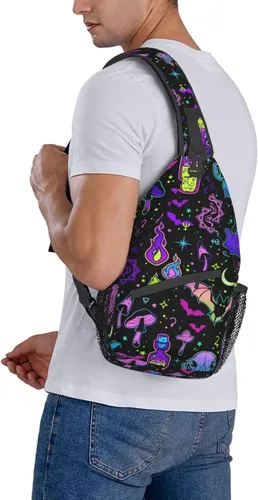 Miniatura 9 de KMIVQGE Mochila cruzada con diseño de calavera de azúcar para viajes, senderismo, pecho, bolsa de hombro para hombres y mujeres, ciclismo, caminar