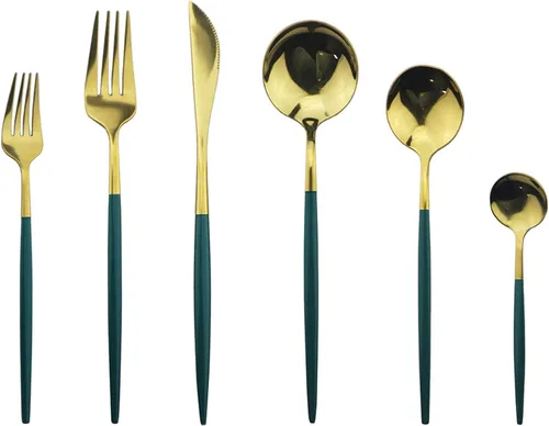 Miniatura 10 de JASHII Juego de cubiertos de acero inoxidable de 24 piezas con acabado brillante para 4 personas, cuchillo de cena, tenedor, cuchara, tenedor