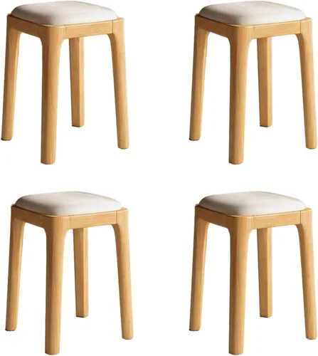 Miniatura 20 de Wooden Dining Chairs Backless,Kitchen Chairs Stool Stackable,Dining Room Chair with PU Leather Cushion,Square Living Room Chair for Kitchen, Dining