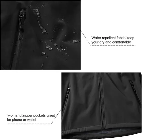 Miniatura 4 de Gopune Chaqueta de senderismo Softshell para hombre, con forro polar, impermeable, ligera, con capucha