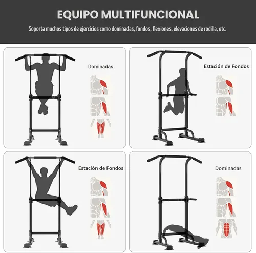 Miniatura 5 de Soges Power Tower - Estación de barras de tracción y fondos, estación de fondos con soporte independiente para gimnasio en casa, equipo de Negro