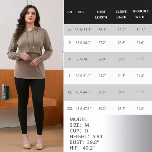 Miniatura 124 de GINKANA Sudadera con capucha para mujer, manga larga, lactancia materna, ropa casual