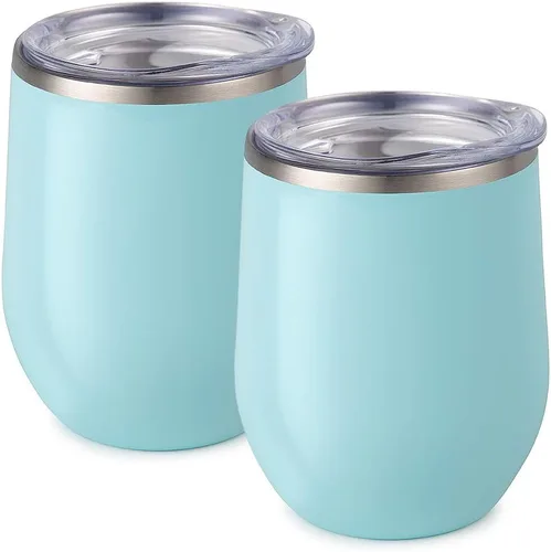 Miniatura 16 de Maars Bev - Vaso de vino de acero inoxidable sin tallo con tapa, aislado al vacío de 12 onzas, a prueba de derrames, apto para viajes, vasos midnight