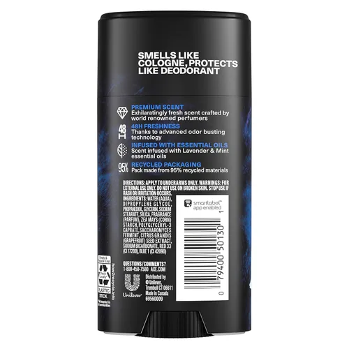 Miniatura 2 de AXE Fine Fragrance Collection Desodorante en barra azul lavanda, 4 unidades con frescura 48H y protección contra olores con aceites esenciales