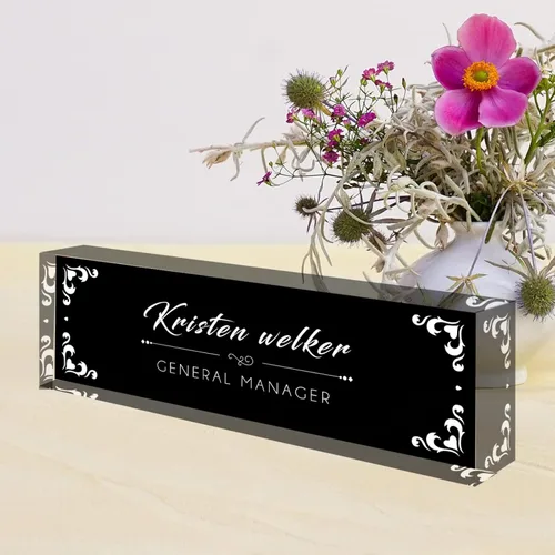 Miniatura 40 de Placa de Nombre Personalizada, Decoración de Oficina Personalizada - Accesorio de Escritorio de Acrílico, Regalos de Oficina para Empleados