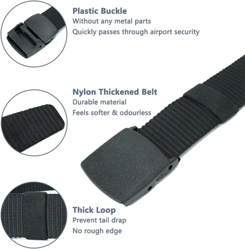 Miniatura 3 de 3 cinturones tácticos para hombre, cinturón de nailon para hombre, cinturón de golf ajustable con hebilla de plástico, paso rápido a través