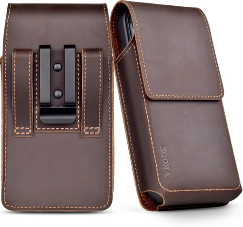 Miniatura 8 de ykooe Funda de cuero genuino para teléfono compatible con iPhone 16/15/14/13/12 Pro Max & Plus, 17 modelos Air, Galaxy S24/S23/S21 FE - Clip