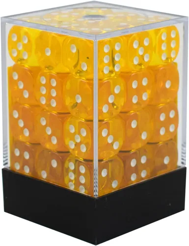 Chessex Juego de dados poliédricos translúcidos amarillo y blanco de 0.472 in – Compatible con Dungeons & Dragons, Pathfinder y otros juegos de rol