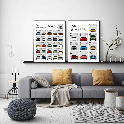 Miniatura 2 de ABC and 123 Car Poster SET – Impresión hecha a mano de la A a la Z y de 1 a 10 – (8 x 10 pulgadas impresión satinada (sin marco) – Regalo