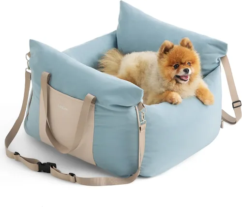 Miniatura 10 de Lesure Asiento de automóvil para perros pequeños - Asiento elevador para perro con parte inferior impermeable, correa de seguridad con clip