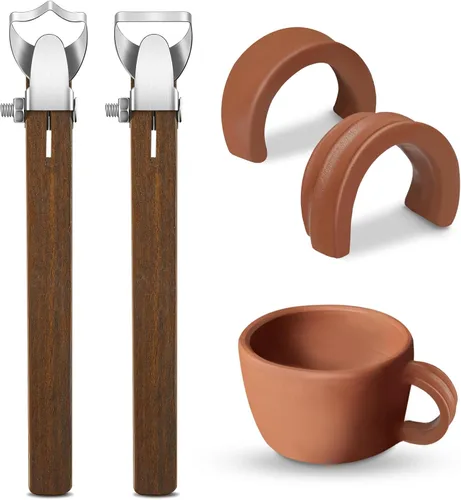 Miniatura 8 de Therwen 2 piezas de espátula de escultura, herramienta de tallado de cerámica, forma de mango de taza de cerámica, herramienta extrusora de arcilla