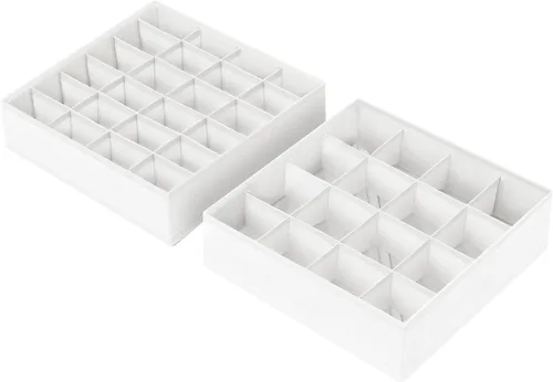 Miniatura 34 de Joyoldelf - Organizador de cajones de calcetines, divisor de ropa interior, organizador de 16 celdas, organizador de cajones de tela, cajas de 2-Gris