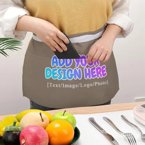 Miniatura 68 de AXKEUDO Delantal personalizado con bolsillos, delantales de cintura para camarera para cocinar en casa, restaurante, servir trabajo