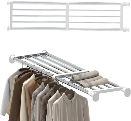 Miniatura 10 de Hershii Estante expandible con sistema de armario de barra resistente, colgador de ropa ajustable para bricolaje, organizador de almacenamiento