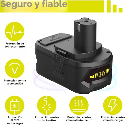 Miniatura 7 de Powilling Paquete de 2 baterías P108 mejoradas de 8.0Ah para batería Ryobi de 18 V, baterías de 18 voltios para herramientas inalámbricas Ryobi One