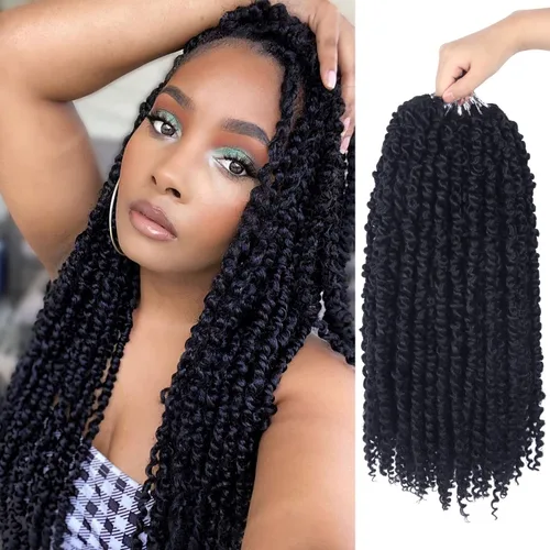 Miniatura 26 de Bileaf Cabello de Ganchillo Passion Twist Pre-retorcido de 10 Pulgadas, 8 Paquetes de Ganchillo Passion Twist, Cabello Corto Passion Twist