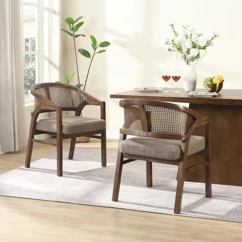 Miniatura 12 de Christopher Knight Home Faritel Juego de 2 sillas modernas de comedor de madera, sillas de cocina tapizadas en tela, sillas laterales cómodas