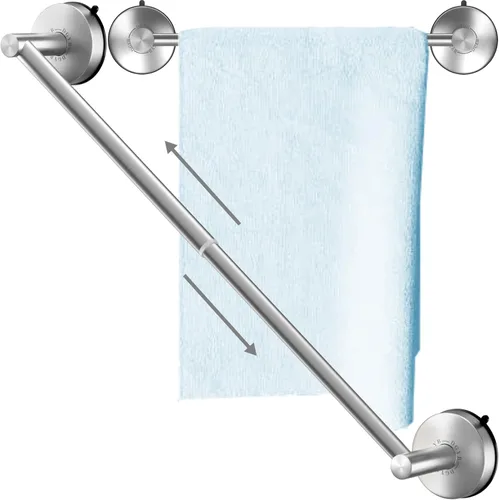 DGYB Barra de toallas ajustable con ventosa para baño de 14 pulgadas ~ 27 pulgadas, portatoallas de acero inoxidable con acabado de níquel Toallero