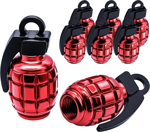 Miniatura 14 de 6 tapas de válvula de neumático, cubiertas universales de válvula de neumático de aleación de aluminio para automóviles, camiones, SUV, Rojo