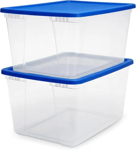 Miniatura 22 de HOMZ - Paquete de 10 contenedores Snaplock, pequeños organizadores de plástico transparentes con tapas, 6 cuartos de galón, azul - Cajas Tapa azul
