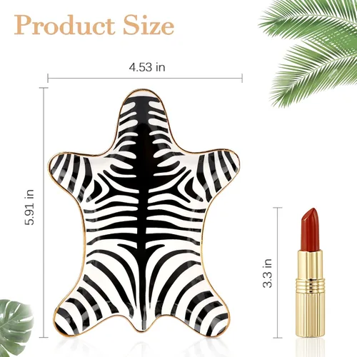 Miniatura 2 de Trycooling Pintado a mano piel de tigre plato de joyería de cerámica pequeño estante de joyería bandeja anillos pulseras pendientes bandejas titular