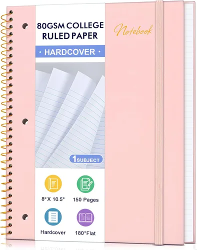Miniatura 14 de Cuaderno de espiral de papel rayado universitario de 8 x 10-1/2 pulgadas, cuaderno espiral de 1 materia de papel de 80 GSM, páginas perforadas