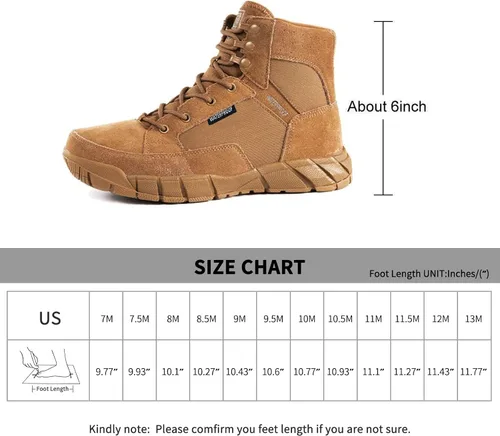 Miniatura 6 de FREE SOLDIER Waterproof Hiking Work Boots Men's Tactical Boots 6 Inches Lightweight Military Boots Breathable Desert Boots