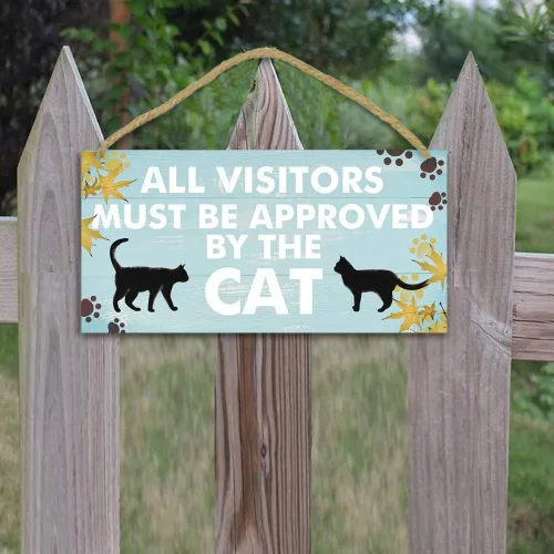 Miniatura 3 de TOARTi Divertido letrero de madera de gato de 4.9 x 9.8 in, regalo para amantes de los gatos, placa de madera de gato negro, bonita decoración