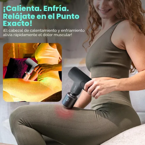 Miniatura 3 de arboleaf Mini pistola de masaje Thermacool, masajeador muscular de calor y frío para aliviar el dolor de espalda, masaje de percusión frío y Gris