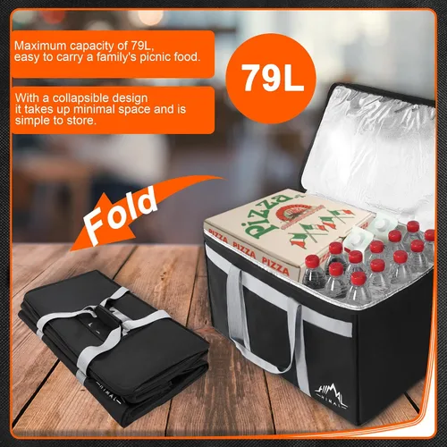 Miniatura 3 de Himal Outdoors Bolsa aislada para entrega de alimentos XXXL-23 pulgadas de ancho x 15 pulgadas de alto x 14 pulgadas de profundidad, bolsa