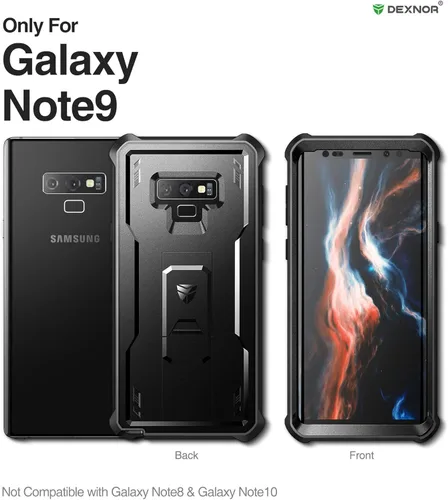 Miniatura 2 de Dexnor Funda de cuerpo completo para Samsung Galaxy Note 9/6.4 pulgadas, [protector de pantalla y soporte integrados] resistente protección de grado