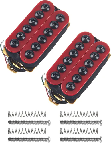 Miniatura 2 de Juego de pastillas de puente para guitarra eléctrica, imán de alto rendimiento, compatible con pastilla de guitarra eléctrica N/B, 1 par (rojo)