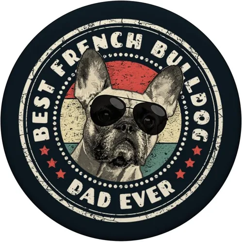 Miniatura 3 de Best Frenchie Dad Ever Retro French Bulldog Lover Owner Dad PopSockets intercambiable PopGrip