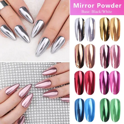 Miniatura 2 de Juego de polvos de uñas cromados de 16 colores, efecto espejo metálico holográfico Aurora Chameleon, pigmento con purpurina para esmalte de gel