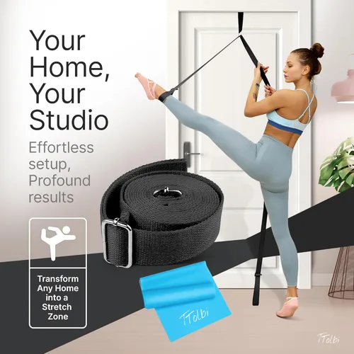 Miniatura 5 de TTolbi Door Leg Stretcher Strap with Sturdy Door Anchor & Resistance Band - Splits & Flexibility Trainer for Ballet, Dance, Gymnastics, Cheer, Pole