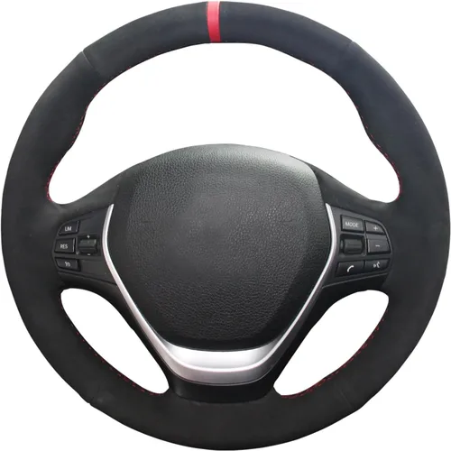 MEWANT Envoltura de volante de ante negro cosida a mano para BMW 2Series F22 F23 F30 F34 F32 F33 F36 Cubierta de volante DIY