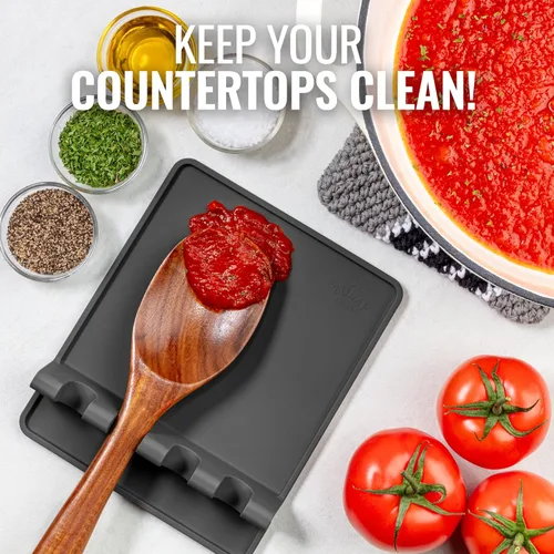 Miniatura 2 de Zulay - Soporte extragrande de silicona con bandeja antigoteo para múltiples utensilios de cocina, reposacucharas resistente al calor y sin BPA