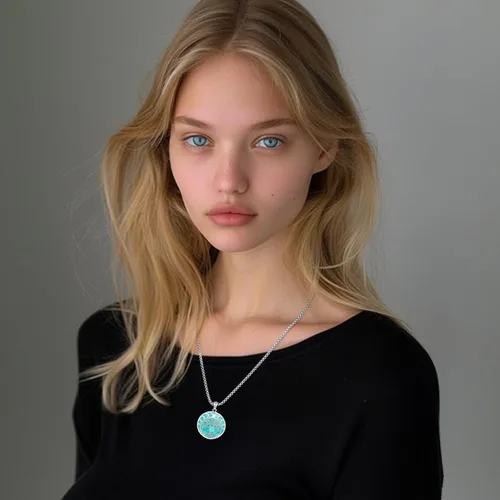 Miniatura 109 de Joyas de turquesa para mujeres y hombres de plata de ley 925 con colgante de urna para cenizas, collar con medallón de imagen, martillo de Thor