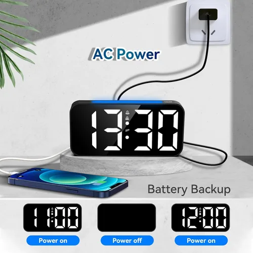 Miniatura 5 de Topski Reloj despertador ruidoso para dormitorios que duermen pesados, reloj digital con luz nocturna, pantalla grande, alarma doble, repetición