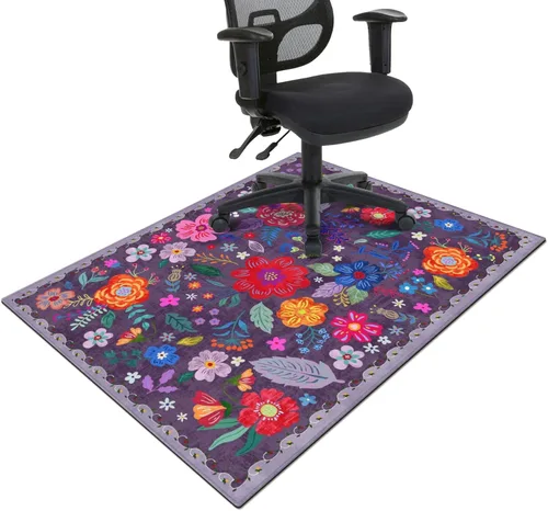 Miniatura 19 de Tapete para silla de oficina para suelo de madera dura y azulejos, tapete bohemio floral de 36"x48" para silla de computadora de oficina para sillas
