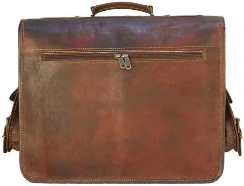 Miniatura 6 de Bolsas de cuero para computadora portátil para hombre, bolso de mensajero de cuero de grano completo, maletín de cuero, bolso de hombro cruzado