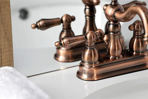 Miniatura 2 de Kingston Brass KB160ALAC Heritage - Grifo de baño central de 4 pulgadas, cobre antiguo