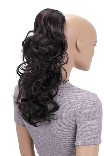 Miniatura 33 de CAISHA Extensiones de cola de caballo de 18 pulgadas, mezcla de marrón claro ondulado voluminoso PH27 mezcla marrón claro #6T27 PH27