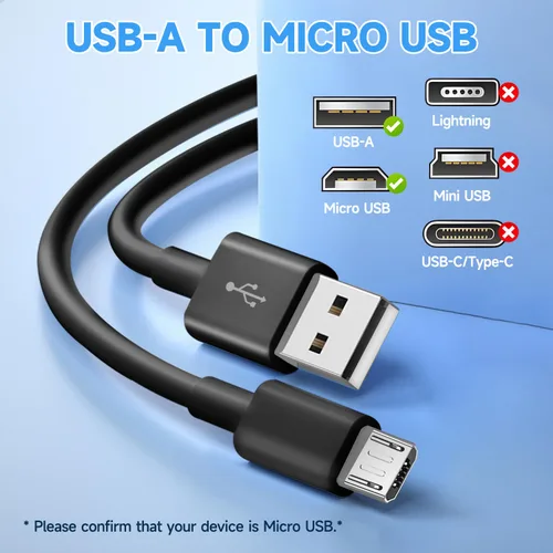 Miniatura 2 de 10ft 3M Micro USB Cable, Charging and Data Transfer, Micro USB Power Cord for Wyze Cam YI Camera Nest Cam Blink Netvue Kasa Cam Cloud Camera Furbo