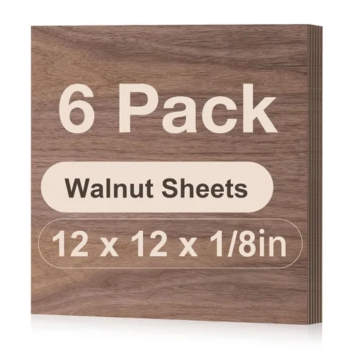 Miniatura 28 de Paquete de 12 hojas de tilo Rowood, 12x12x1/8pulgadas, tilo de 3mm para corte láser, kits de manualidades para adultos, tablero de madera