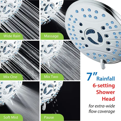 Miniatura 8 de AquaCare - Combo de cabezal de ducha de 3 vías de alta presión y lluvia de 50 modos de alta presión - Boquillas antiobstrucción/bañera, lavado a